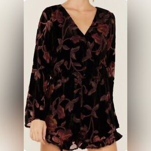 Wild Moss Floral Velvet Romper NWT